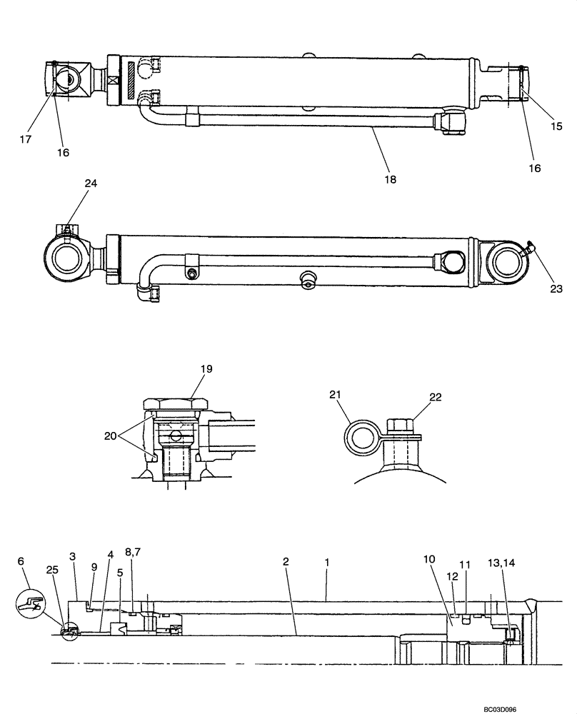 Схема запчастей Case CX31 - (08-82[00]) - CYLINDER ASSY, BUCKET (08) - HYDRAULICS