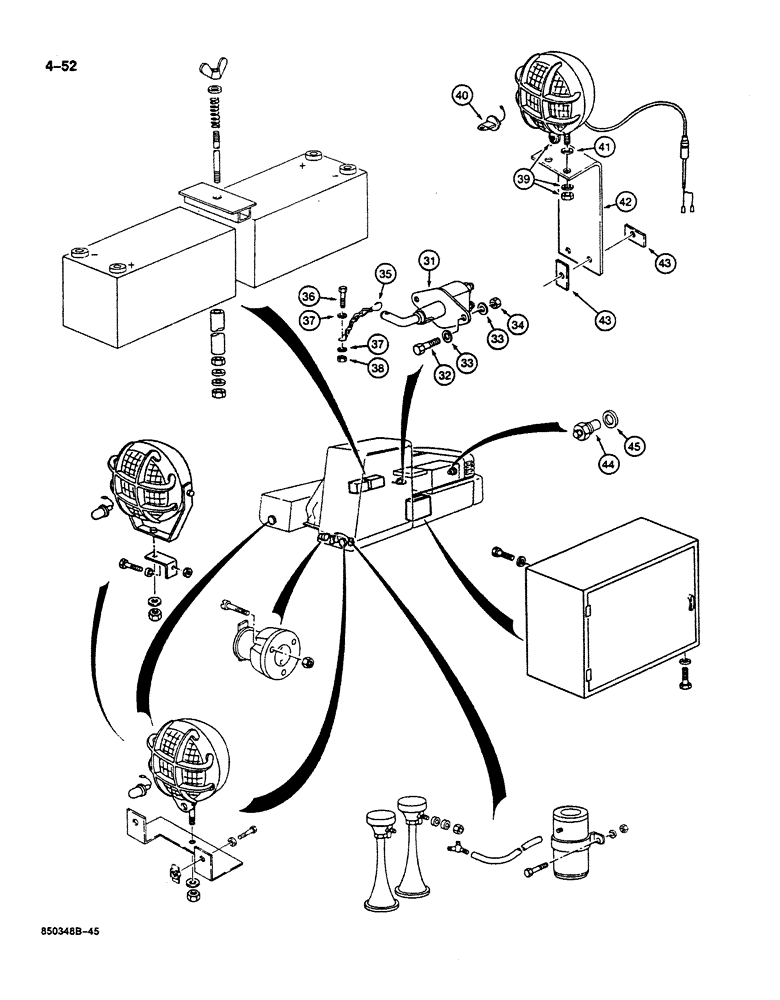 Схема запчастей Case 125B - (4-52) - TURNTABLE ELECTRICAL COMPONENTS, P.I.N. 74251 THROUGH 74630 (04) - ELECTRICAL SYSTEMS