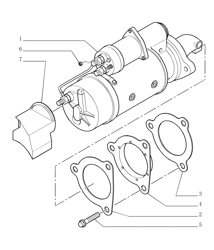 Схема запчастей Case 1850K LT - (0.360[01]) - STARTER MOTOR (01) - ENGINE