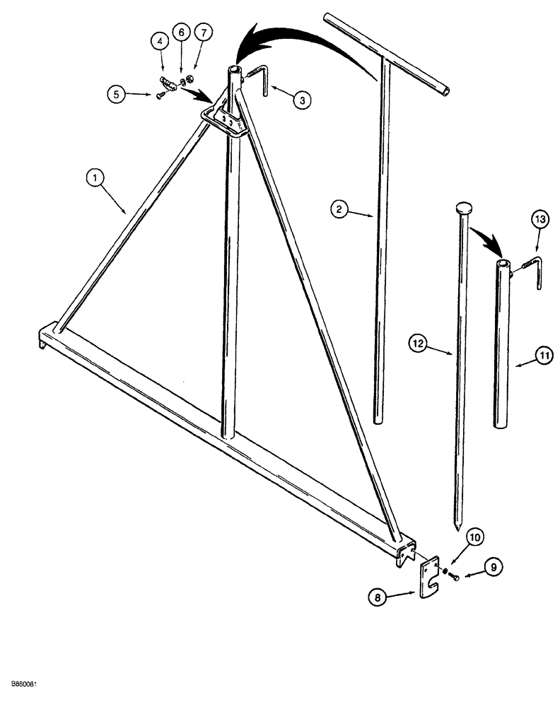 Схема запчастей Case MAXI-SNEAKER - (09-034) - HYDRA-BORER DRILL STEM LEVEL FRAME (09) - CHASSIS/ATTACHMENTS