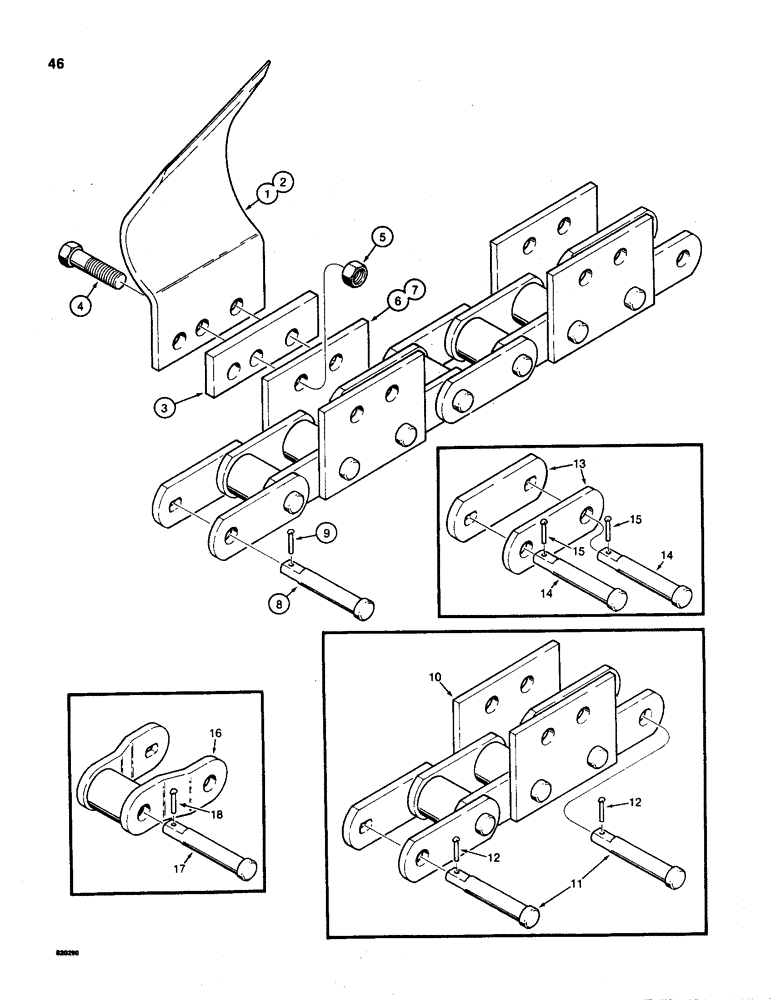 Схема запчастей Case TL200 - (46) - DIGGING TEETH AND CHAIN 