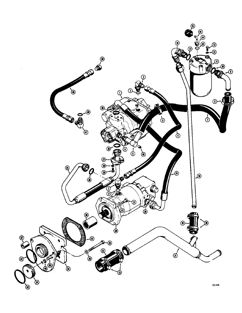 Схема запчастей Case 475 - (072) - HYDROSTATIC HYDRAULICS AND MOTOR MOUNTING (21) - TRANSMISSION