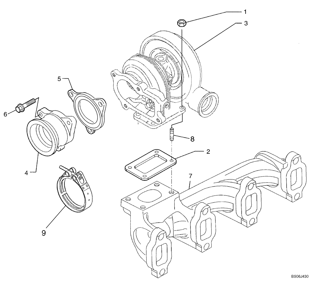 Схема запчастей Case 580M - (02-29) - TURBOCHARGER (02) - ENGINE