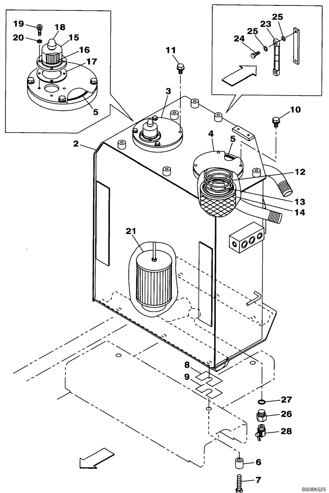 Схема запчастей Case CX240BLR - (08-001[01]) - HYDRAULIC RESERVOIR (08) - HYDRAULICS