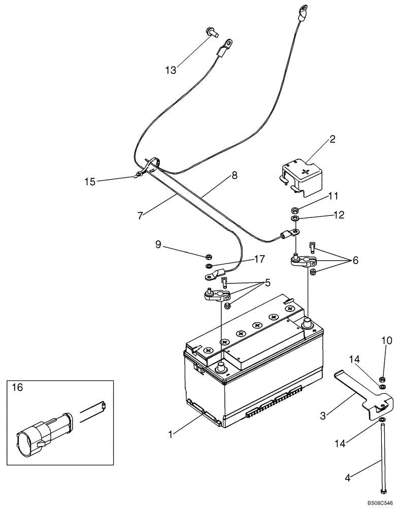 Схема запчастей Case 580M - (04-05) - BATTERY, SINGLE - W/O COLD START (04) - ELECTRICAL SYSTEMS