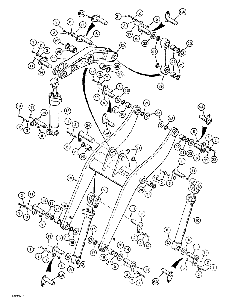 Схема запчастей Case 721B - (9-011A) - LOADER LIFT FRAME WITH EXTENDED REACH, Z-BAR LOADER (09) - CHASSIS/ATTACHMENTS