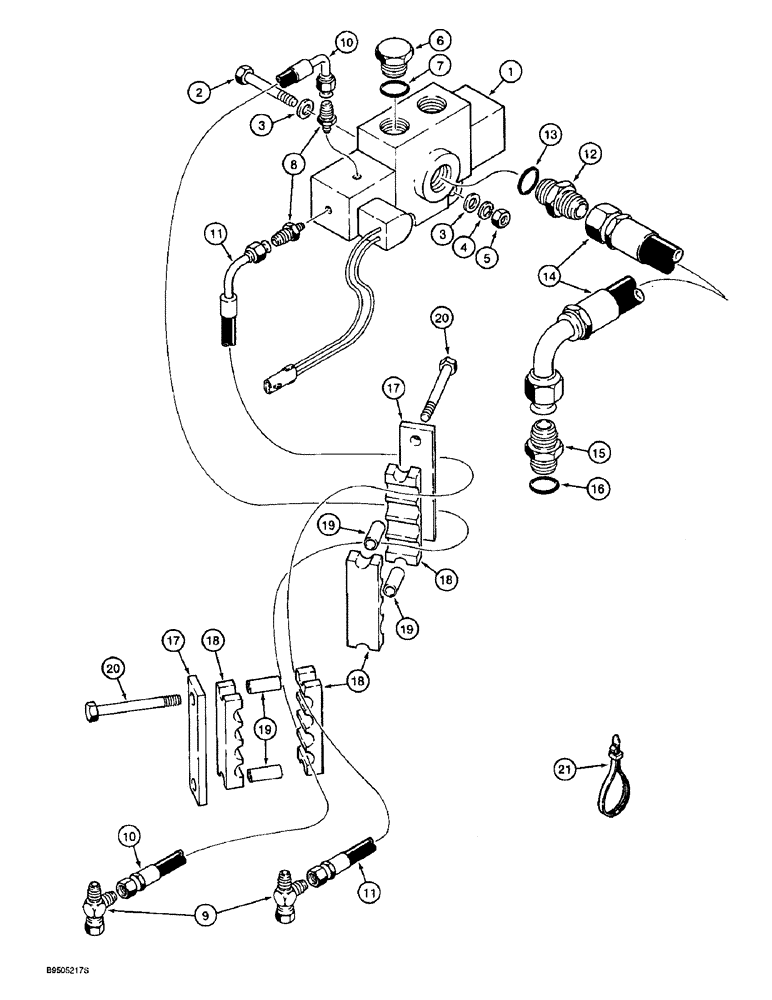 Схема запчастей Case 721B - (8-094) - RIDE CONTROL HYDRAULIC CIRCUIT, MASTER VALVE TO CAB & RETURN MANIFOLD (08) - HYDRAULICS