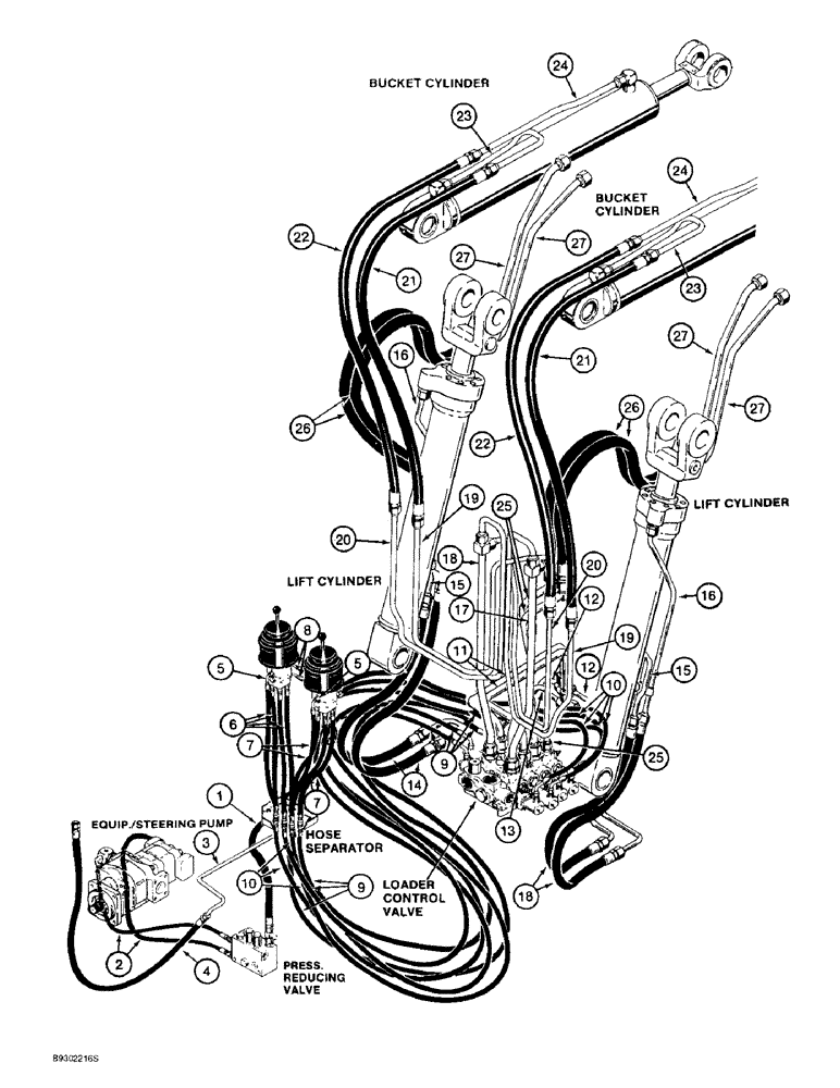 Схема запчастей Case 621B - (1-30) - PICTORIAL INDEX, LOADER HYDRAULIC CIRCUIT - XT LOADER, FOUR SPOOL CONTROL VALVE (00) - PICTORIAL INDEX