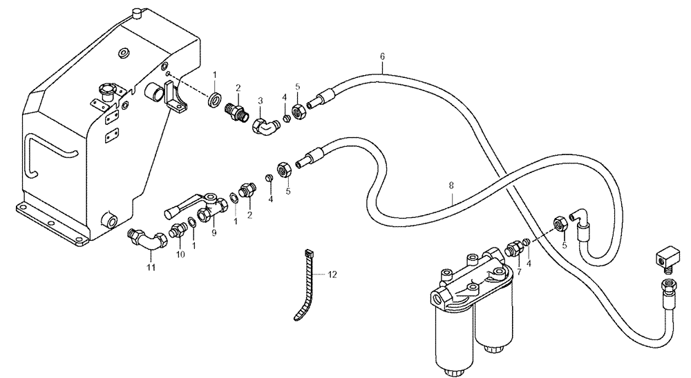 Схема запчастей Case 330 - (10A00020629[01]) - FUEL TANK - PIPING - 300 HP ENGINE VERSION (01) - ENGINE