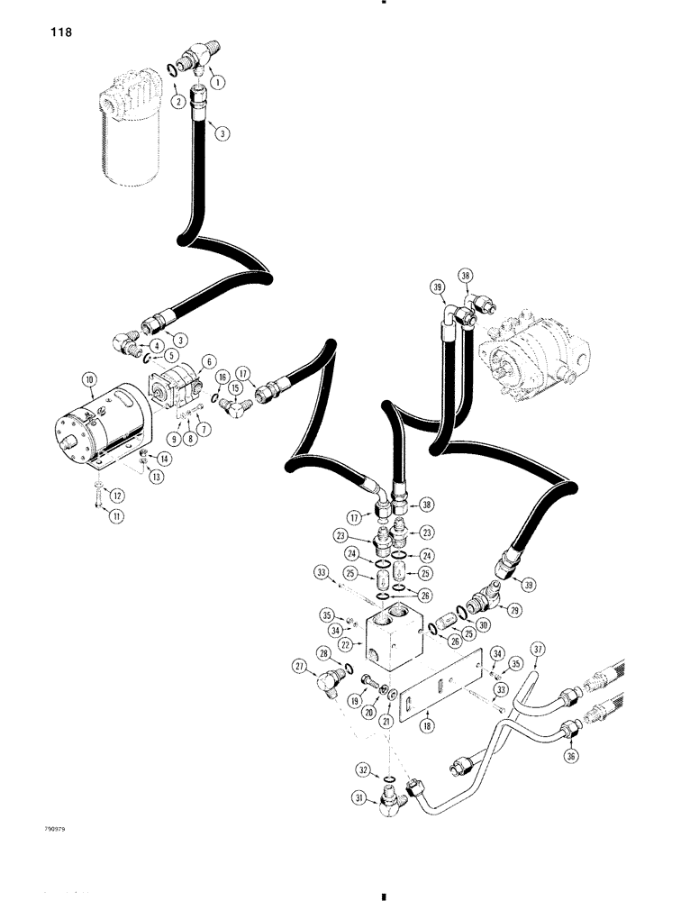 Схема запчастей Case W11 - (118) - AUXILIARY STEERING HYDRAULIC CIRCUIT (05) - STEERING