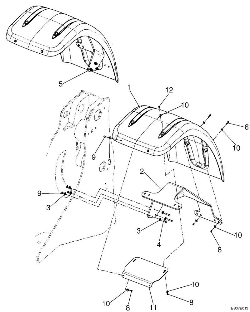 Схема запчастей Case 821E - (09-17) - FENDERS, FRONT - WIDE - BSN N8F203749 (09) - CHASSIS