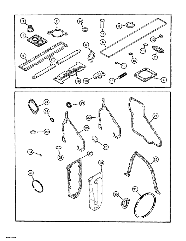 Схема запчастей Case 721B - (2-46) - GASKET KITS, 6T-830 ENGINE, PRIOR TO LOADER P.I.N. JEE053200 (02) - ENGINE