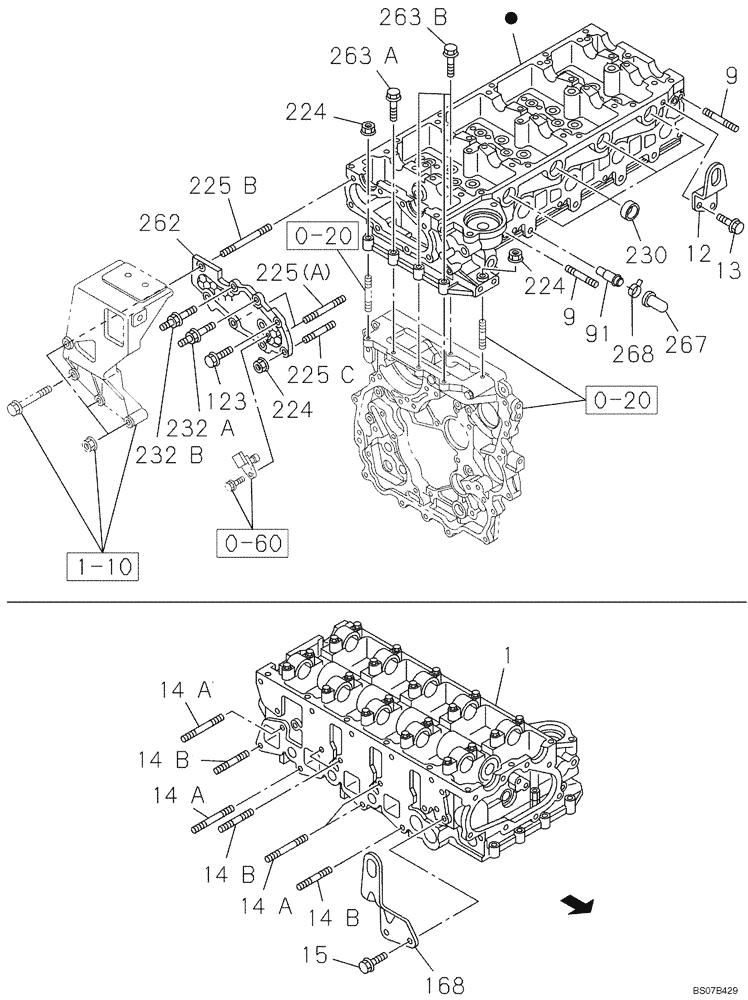 Схема запчастей Case CX130B - (02-11) - CYLINDER HEAD, STUDS (02) - ENGINE