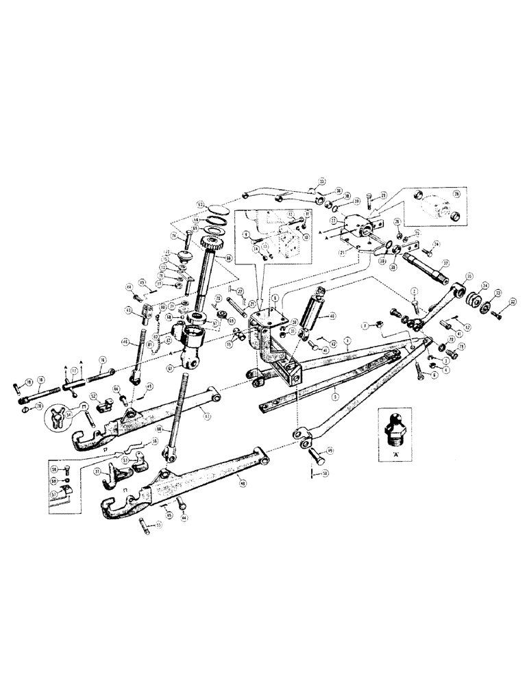 Схема запчастей Case 310 - (162) - THREE POINT HITCH (WITH RIGID DRAFT ARMS) (07) - HYDRAULIC SYSTEM