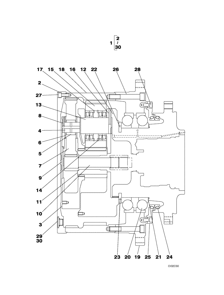 Схема запчастей Case CX460 - (06-02) - MOTOR ASSY - GEAR ASSY, REDUCTION (06) - POWER TRAIN