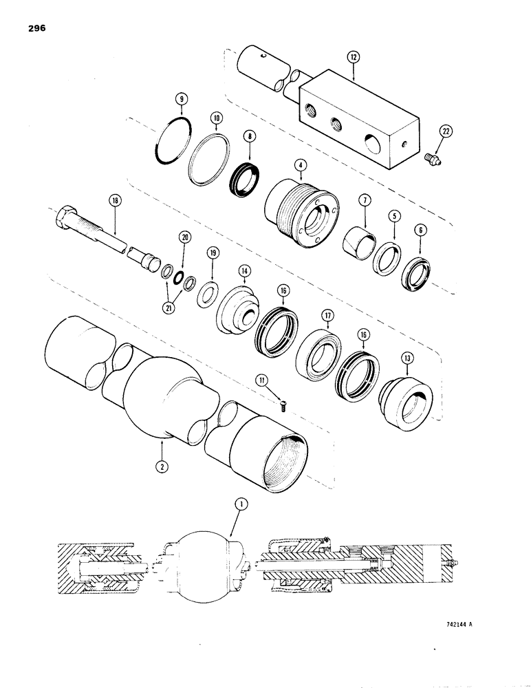 Схема запчастей Case 1150B - (296) - G33936 & G33937 DOZER ANGLE CYLINDERS, GLAND IS STAMPED W/ CYLS. PART NUMBER (07) - HYDRAULIC SYSTEM