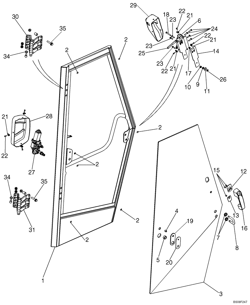 Схема запчастей Case 850K - (09-26) - CAB - DOORS (09) - CHASSIS/ATTACHMENTS