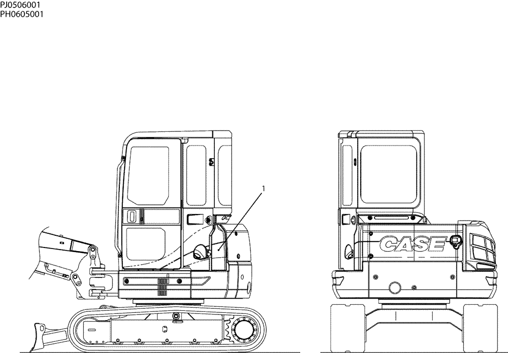 Схема запчастей Case CX50B - (06-012) - NAME PLATE INSTAL, P/N PH22T00056F1 (90) - PLATFORM, CAB, BODYWORK AND DECALS