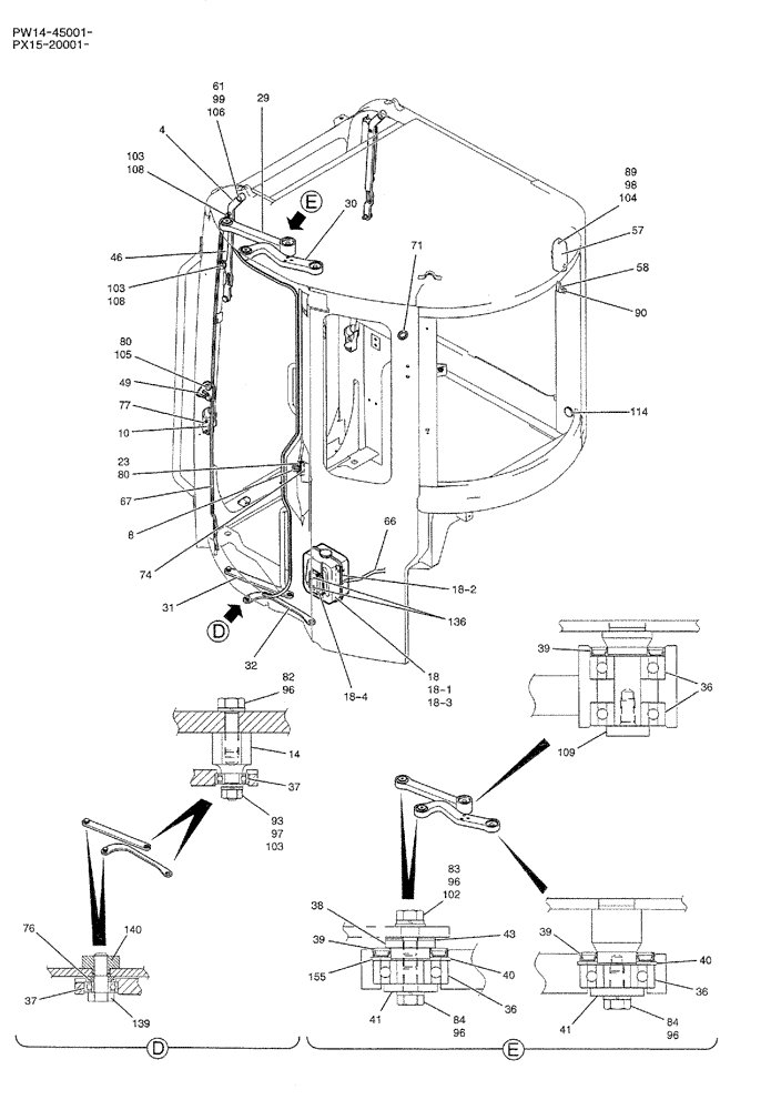 Схема запчастей Case CX36B - (01-047) - CAB ASSY (05) - SUPERSTRUCTURE