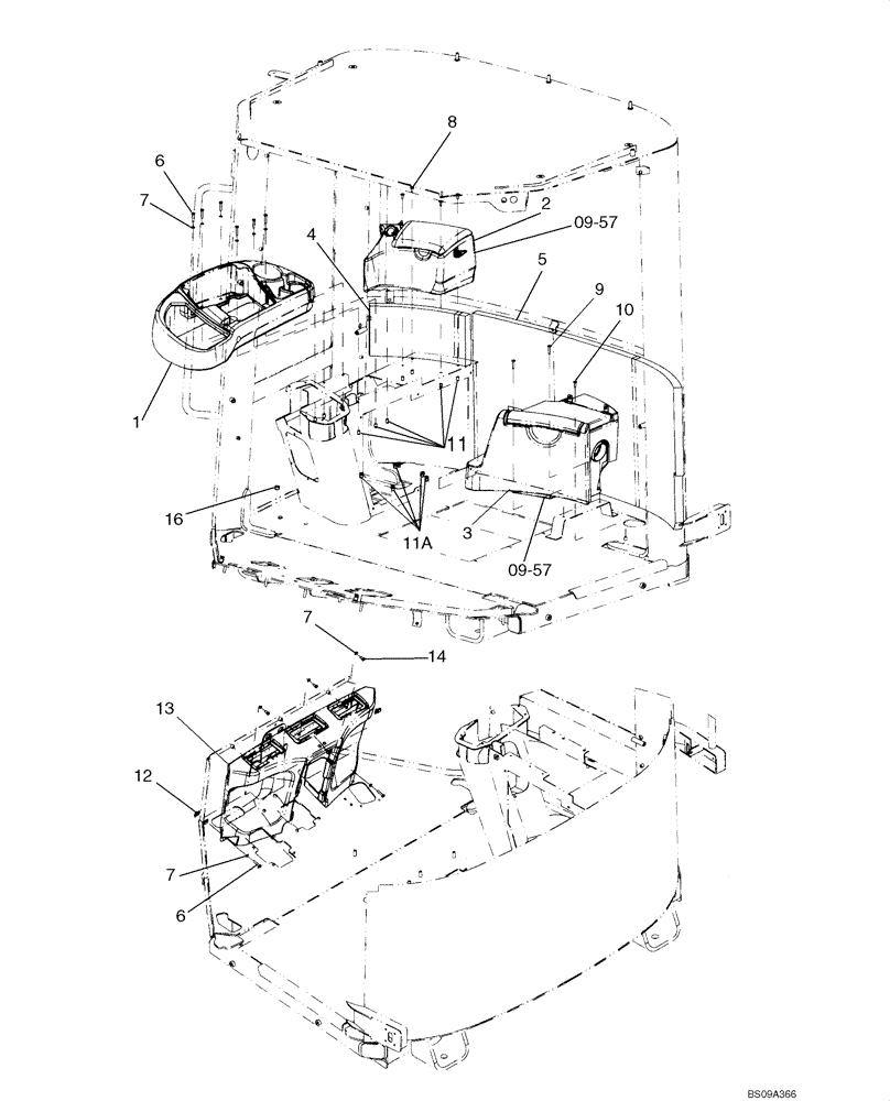 Схема запчастей Case 621E - (09-54) - CAB - INTERIOR TRIM (09) - CHASSIS