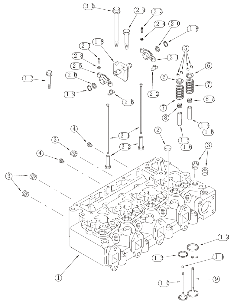 Схема запчастей Case 521D - (02-22) - CYLINDER HEAD - VALVE MECHANISM (02) - ENGINE