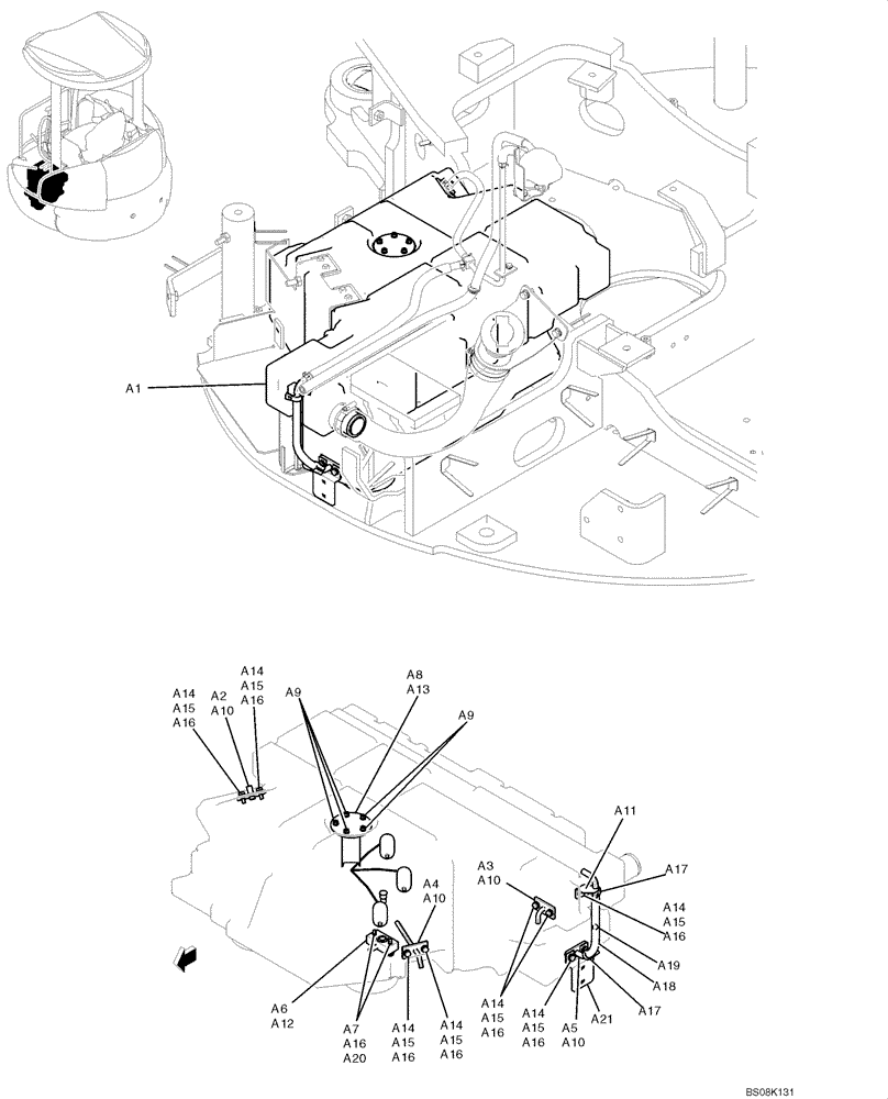 Схема запчастей Case CX50B - (01-014) - TANK ASSY, FUEL (CANOPY) (PH20P00017F1) (05) - SUPERSTRUCTURE