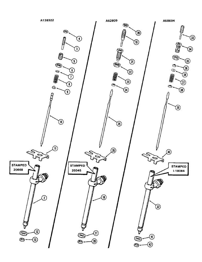 Схема запчастей Case 880 - (054) - INJECTOR NOZZLES, A138322 NOZZLE (01) - ENGINE