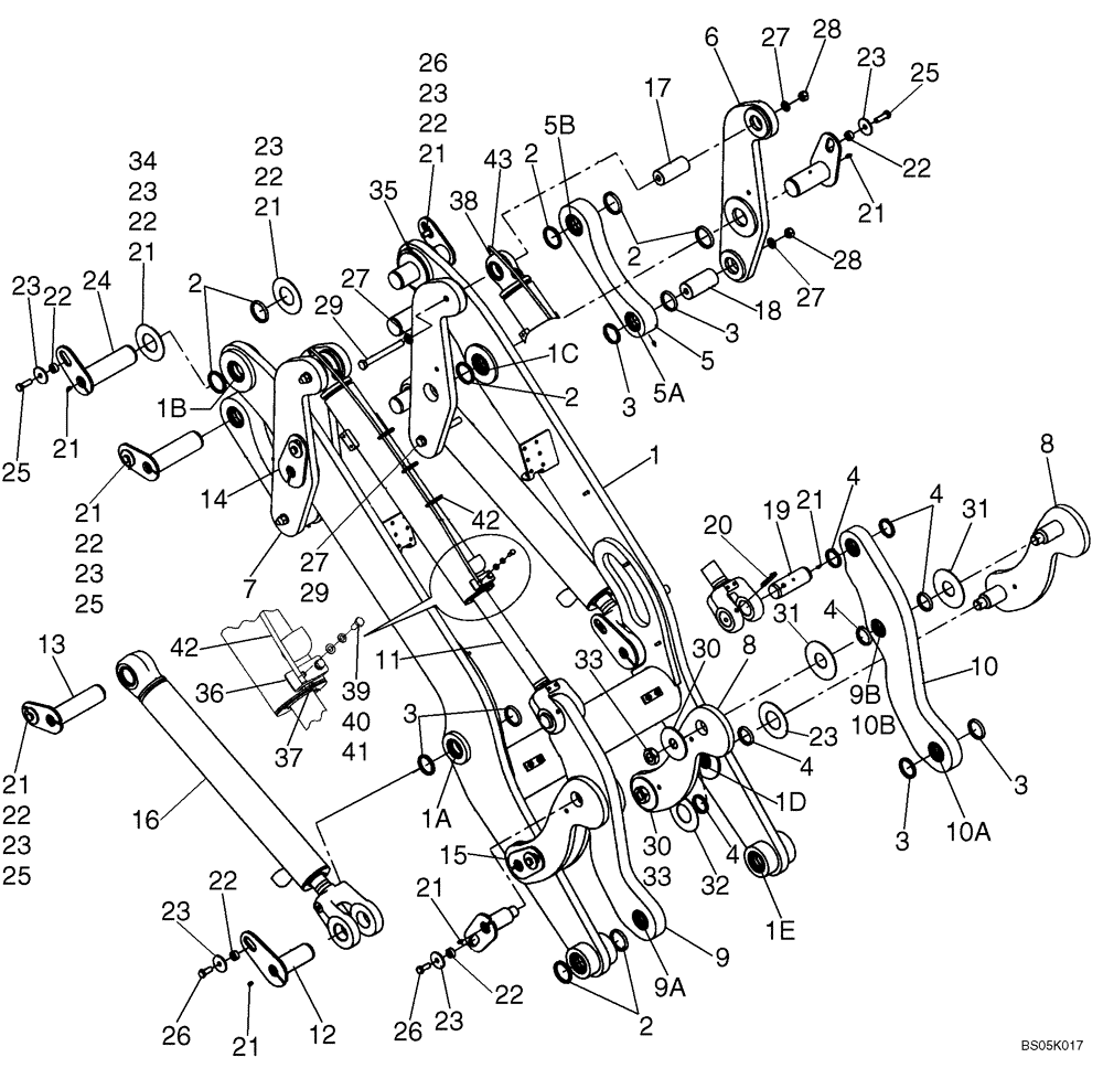 Схема запчастей Case 521D - (09-06B) - FRAME-LOADER LIFT AND LINKAGE (XT) - IF USED (09) - CHASSIS