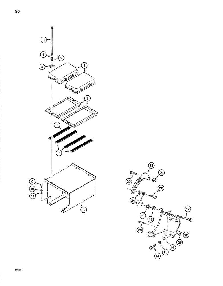 Схема запчастей Case 1280B - (090) - BATTERY AND ALTERNATOR MOUNTING PARTS, USED WITH DETROIT (04) - ELECTRICAL SYSTEMS