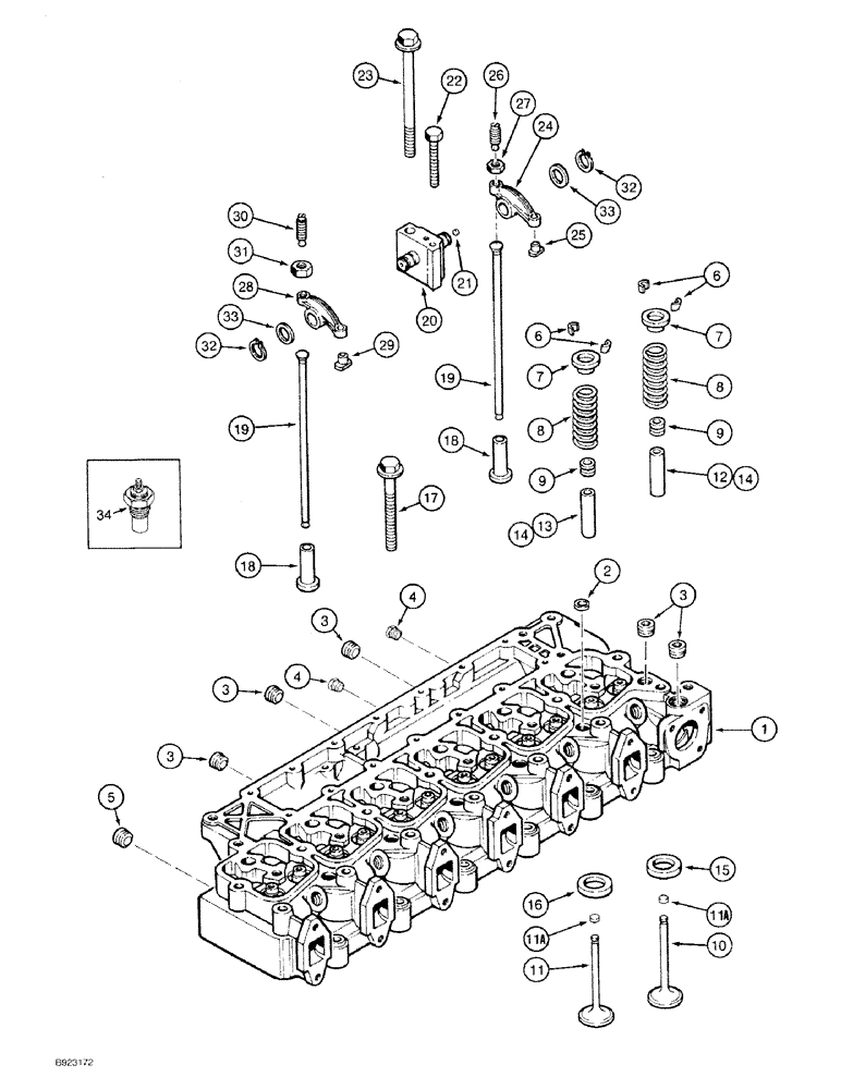 Схема запчастей Case 9030 - (2-28) - CYLINDER HEAD AND VALVE MECHANISM, 6T-590 ENGINE (02) - ENGINE