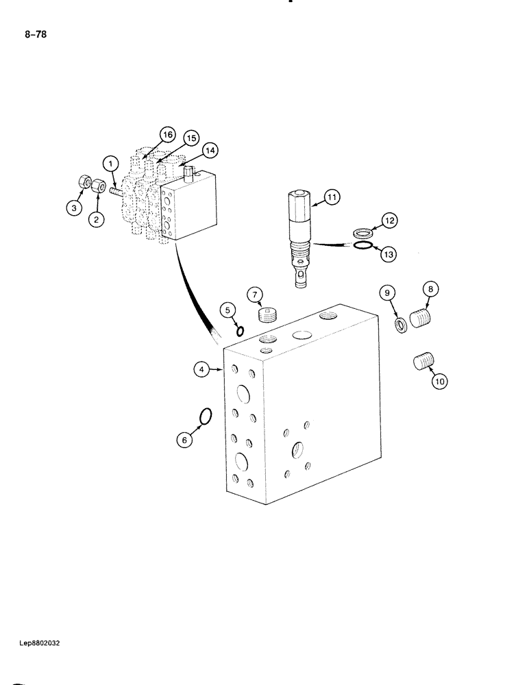 Схема запчастей Case 888 - (8-078) - ATTACHMENT CONTROL VALVE (08) - HYDRAULICS