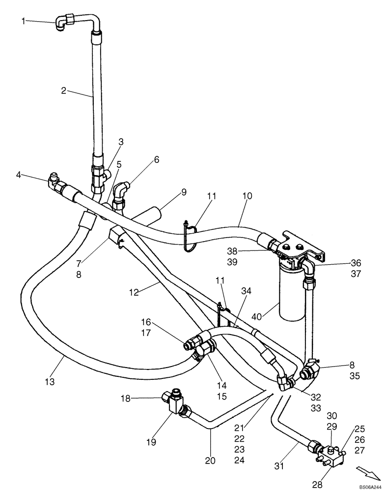 Схема запчастей Case 450 - (06-06) - HYDROSTATICS - PUMP, SUPPLY AND RETURN (450 WITH IN-LINE PUMP CONFIGURATION) (06) - POWER TRAIN