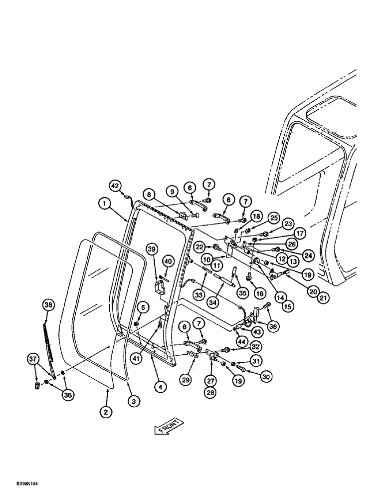 Схема запчастей Case 9060B - (9-062) - CAB FRONT WINDOW ASSEMBLY (09) - CHASSIS