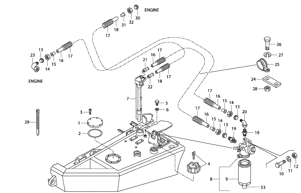 Схема запчастей Case 340 - (10A00000664[001]) - ENGINE FUEL SYSTEM - FUEL TANK (87451595) (10) - ENGINE