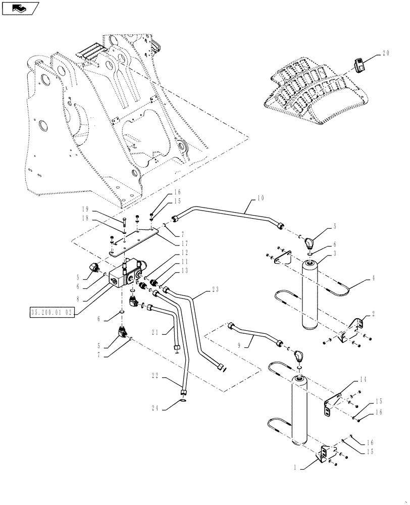 Схема запчастей Case 1121F - (35.200.01) - RIDE CONTROL VALVE INSTALLATION (35) - HYDRAULIC SYSTEMS