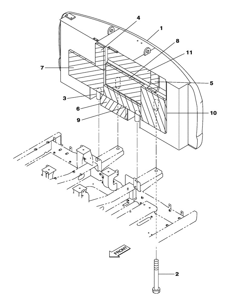 Схема запчастей Case CX250C - (09-004[01]) - COUNTERWEIGHT - SOUNDPROOFING - CX250C LR (09) - CHASSIS/ATTACHMENTS