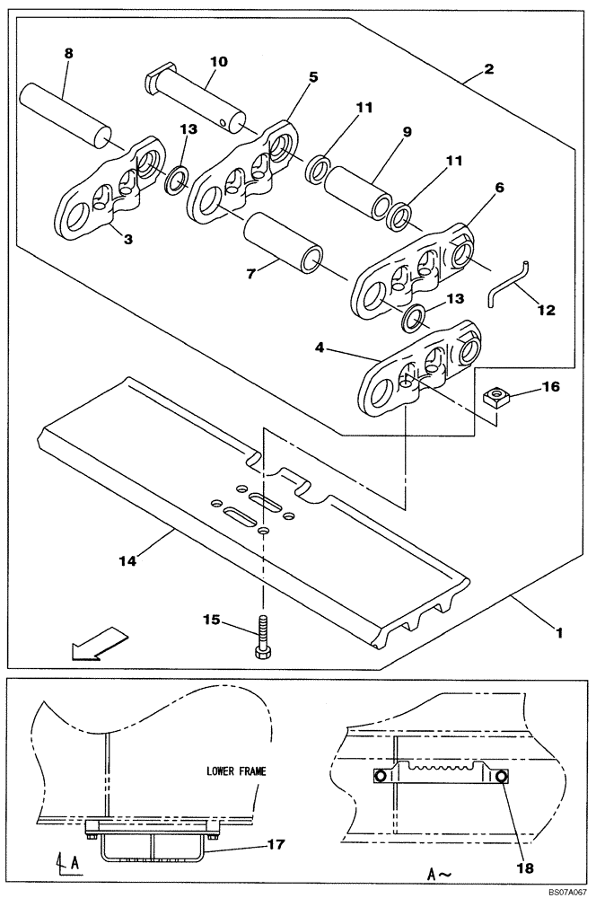 Схема запчастей Case CX160B - (05-05) - TRACK CHAINS, 700 MM (27-5/8 IN) (11) - TRACKS/STEERING