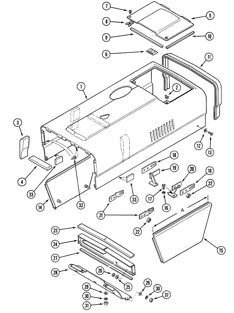 Схема запчастей Case 380B - (9-08) - HOOD AND SIDE PANELS (09) - CHASSIS