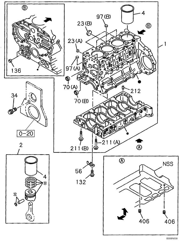 Схема запчастей Case CX210BNLC - (02-13) - CYLINDER BLOCK (02) - ENGINE