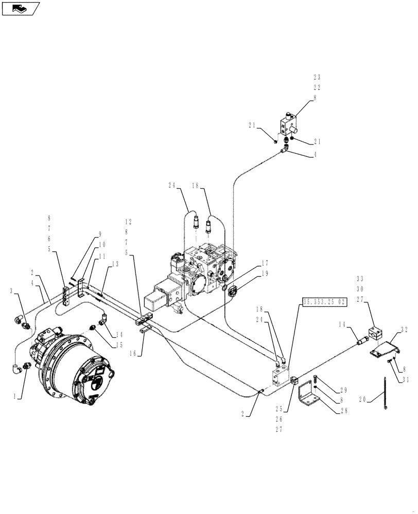 Схема запчастей Case SV216 - (35.353.21[01]) - HYDRAULIC SYSTEM OF TRAVEL, DRUM (A) (GROUP 305) (84420122) - NARROW VERSION (35) - HYDRAULIC SYSTEMS