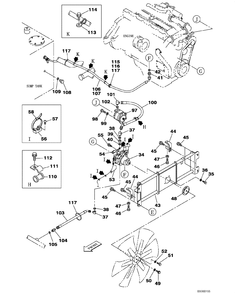 Схема запчастей Case CX700 - (02-005-00[01]) - ENGINE WATER CIRCUIT (02) - ENGINE