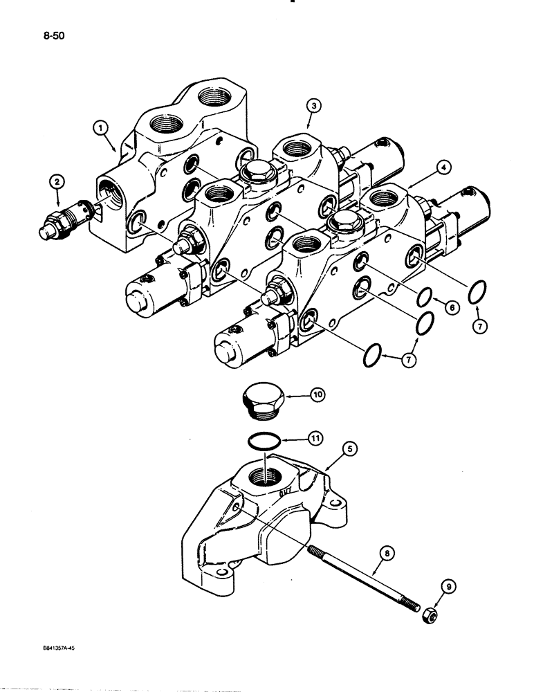 Схема запчастей Case W30 - (8-50) - LOADER CONTROL VALVE - TWO SPOOL (08) - HYDRAULICS