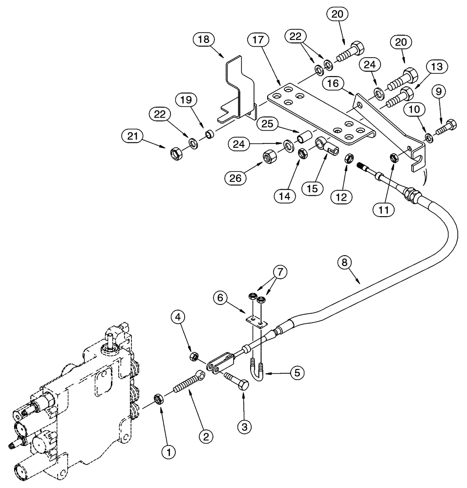 Схема запчастей Case 95XT - (09-20) - LINKAGE, AUXILIARY SYSTEM, MODELS W/PEDAL LOCK ON LEFT HAND SIDE OF PEDAL (09) - CHASSIS/ATTACHMENTS