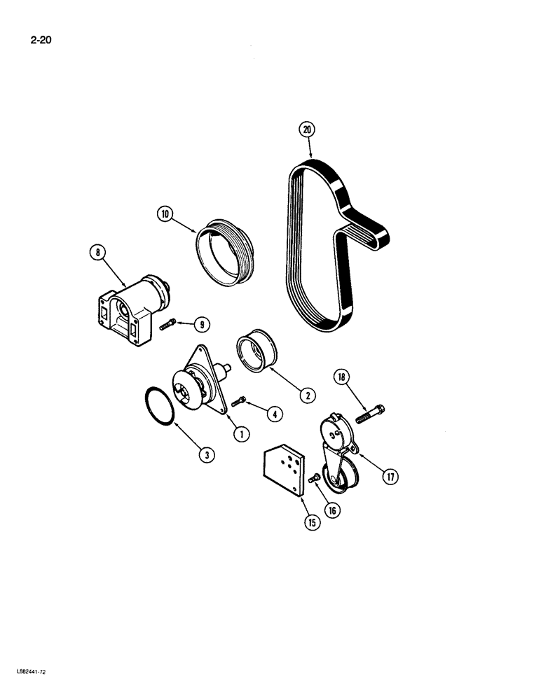 Схема запчастей Case W36 - (2-20) - WATER PUMP SYSTEM, 6TA-830 ENGINE (02) - ENGINE