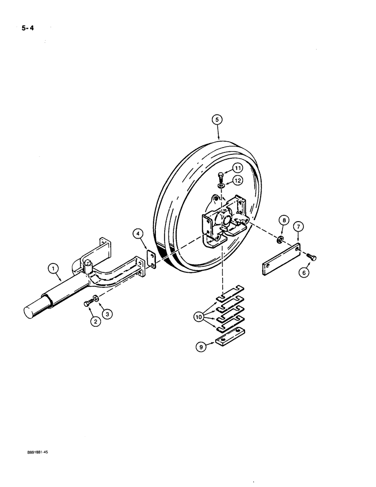 Схема запчастей Case 550 - (5-04) - TRACK ADJUSTER AND IDLER MOUNTING (11) - TRACKS/STEERING