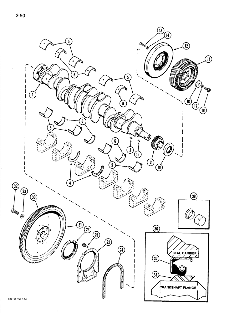 Схема запчастей Case 1080B - (2-50) - CRANKSHAFT AND FLYWHEEL, 504BDT ENGINE (02) - ENGINE