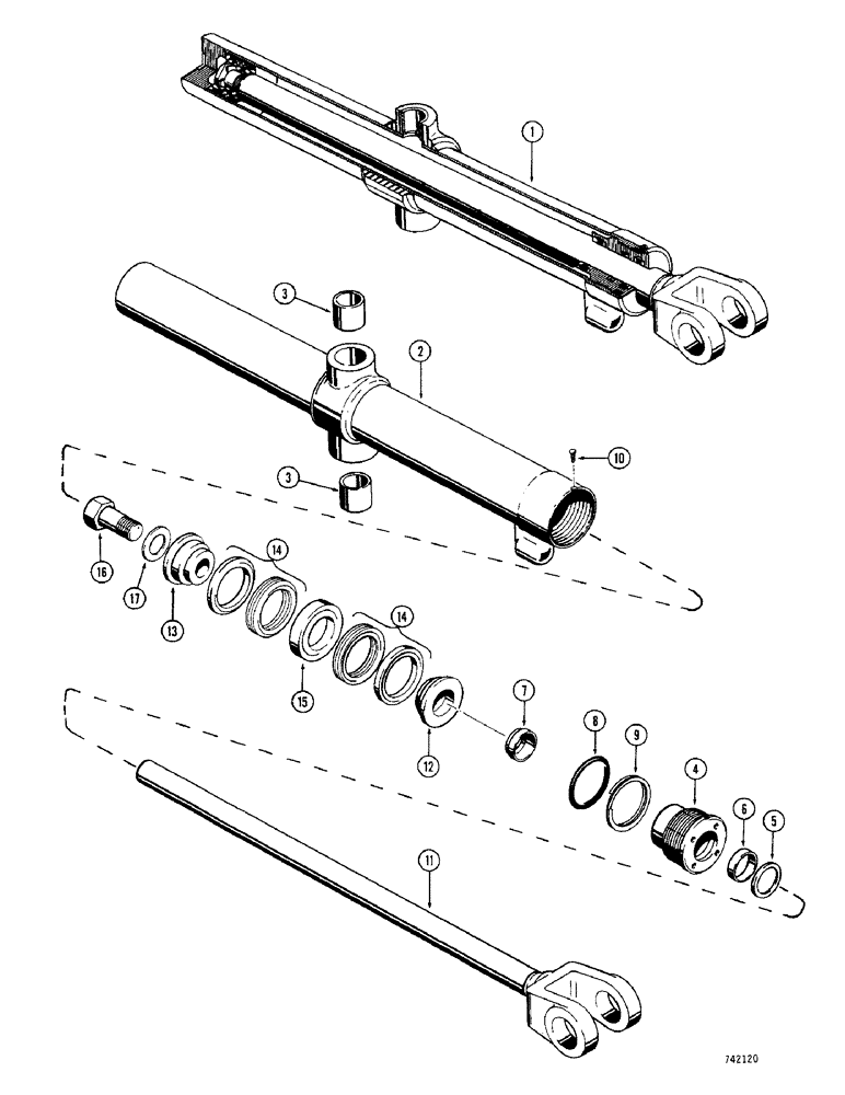 Схема запчастей Case 350 - (276) - G32149 DOZER LIFT CYLINDER ANGLE TILT DOZER USED BEFORE TRACTOR SN 3047966, NO GLAND I.D. RING, (07) - HYDRAULIC SYSTEM