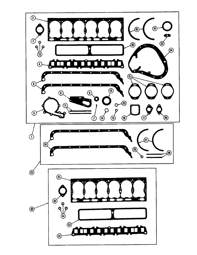 Схема запчастей Case 600 - (014) - GASOLINE ENGINE INSTALLATION, SERVICE GASKET SETS (01) - ENGINE