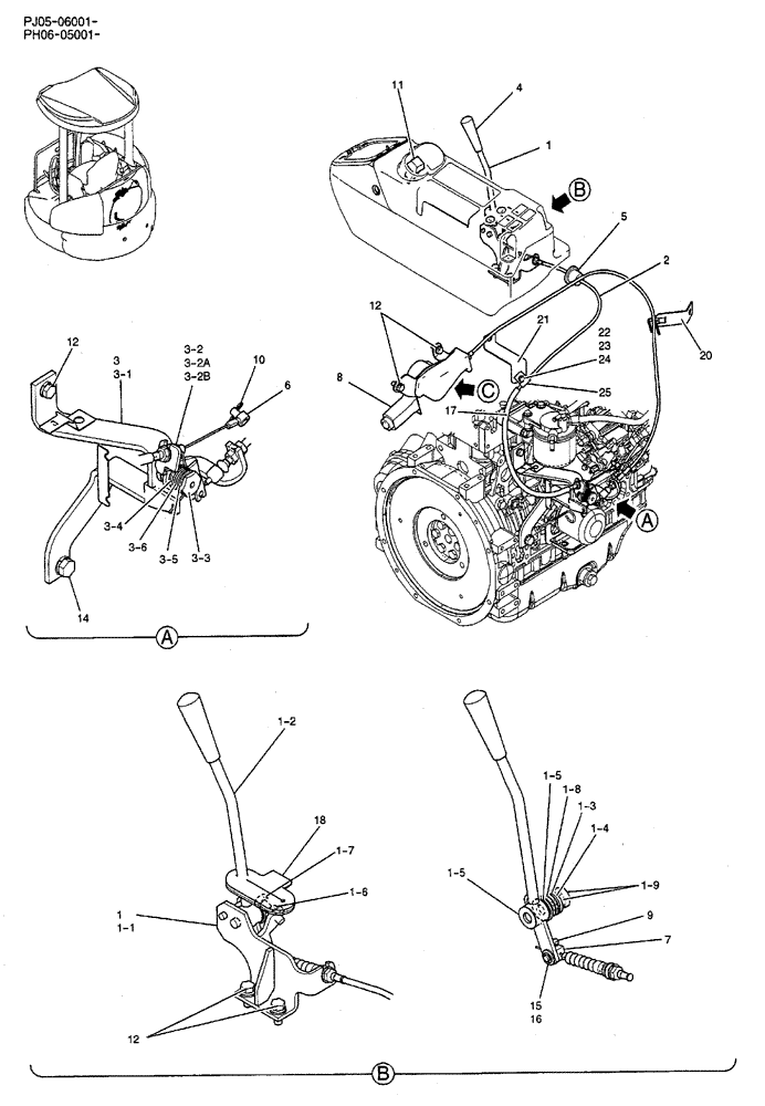 Схема запчастей Case CX50B - (01-019) - CONTROL ASSY, ENGINE (WITH DECEL) P/N PH11M00008F1 (10) - ENGINE