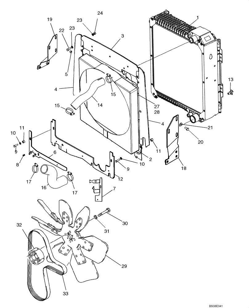 Схема запчастей Case 588G - (02-01) - RADIATOR MOUNTING - FAN SHROUD (02) - ENGINE